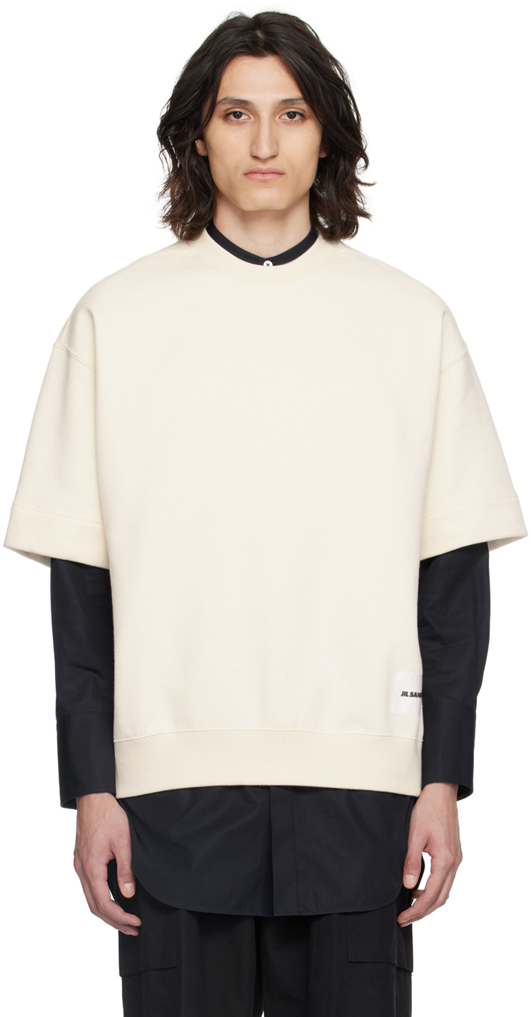 Shop Jil Sander Off-white Patch Sweatshirt In 279 Dune