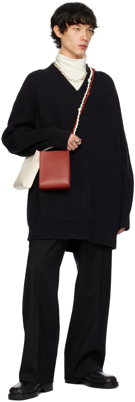 Jil Sander Black V-neck Sweater In 001 Black