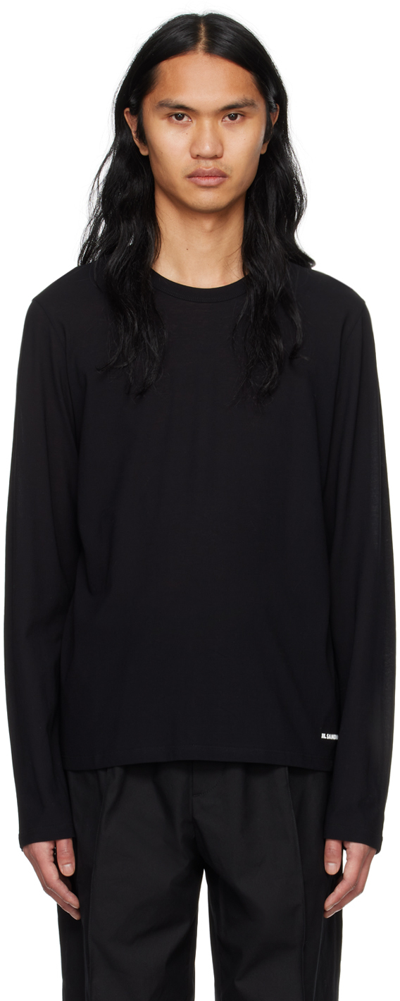 Jil Sander Black Crewneck Long Sleeve T-shirt In 001 Black