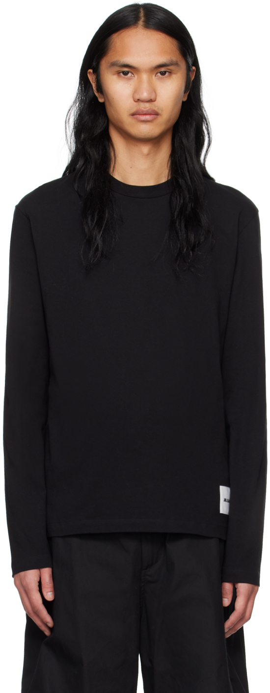 Jil Sander Three-pack Black Long Sleeve T-shirts In 001 Black