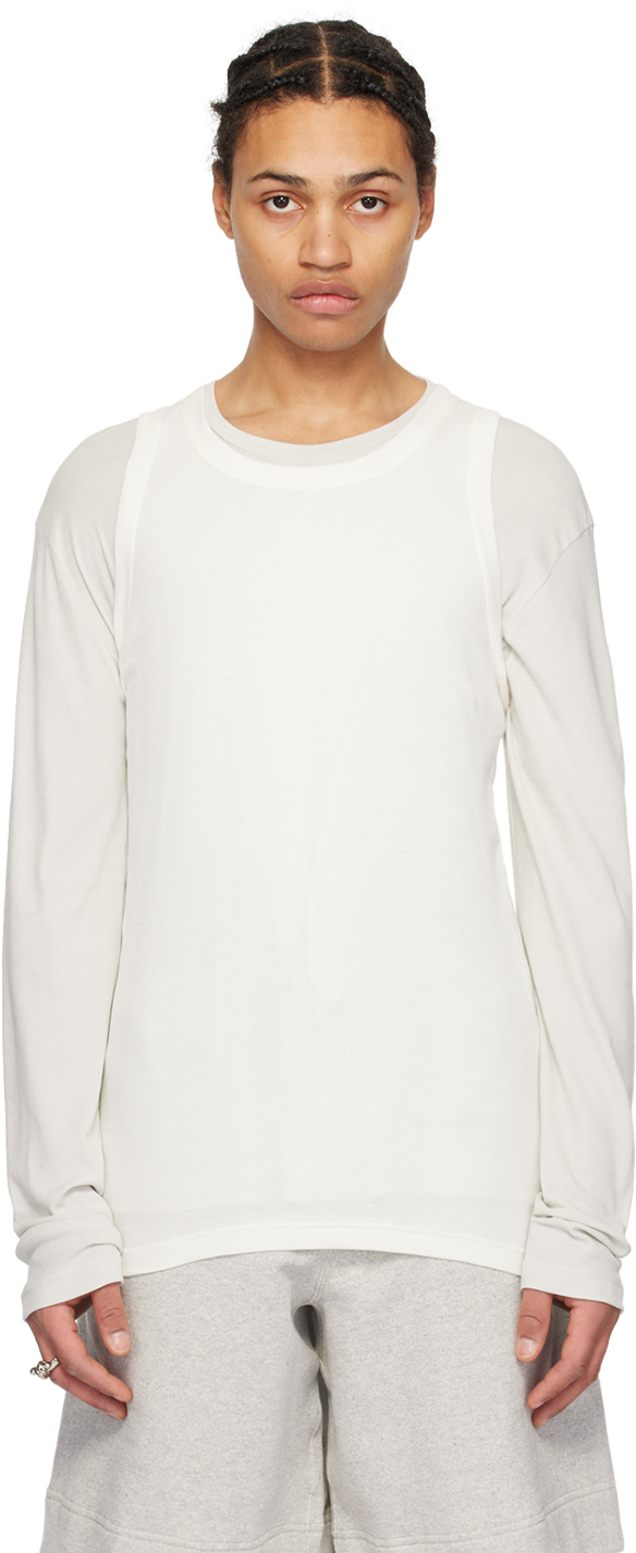Off-White Tank Top & Long Sleeve T-Shirts Set