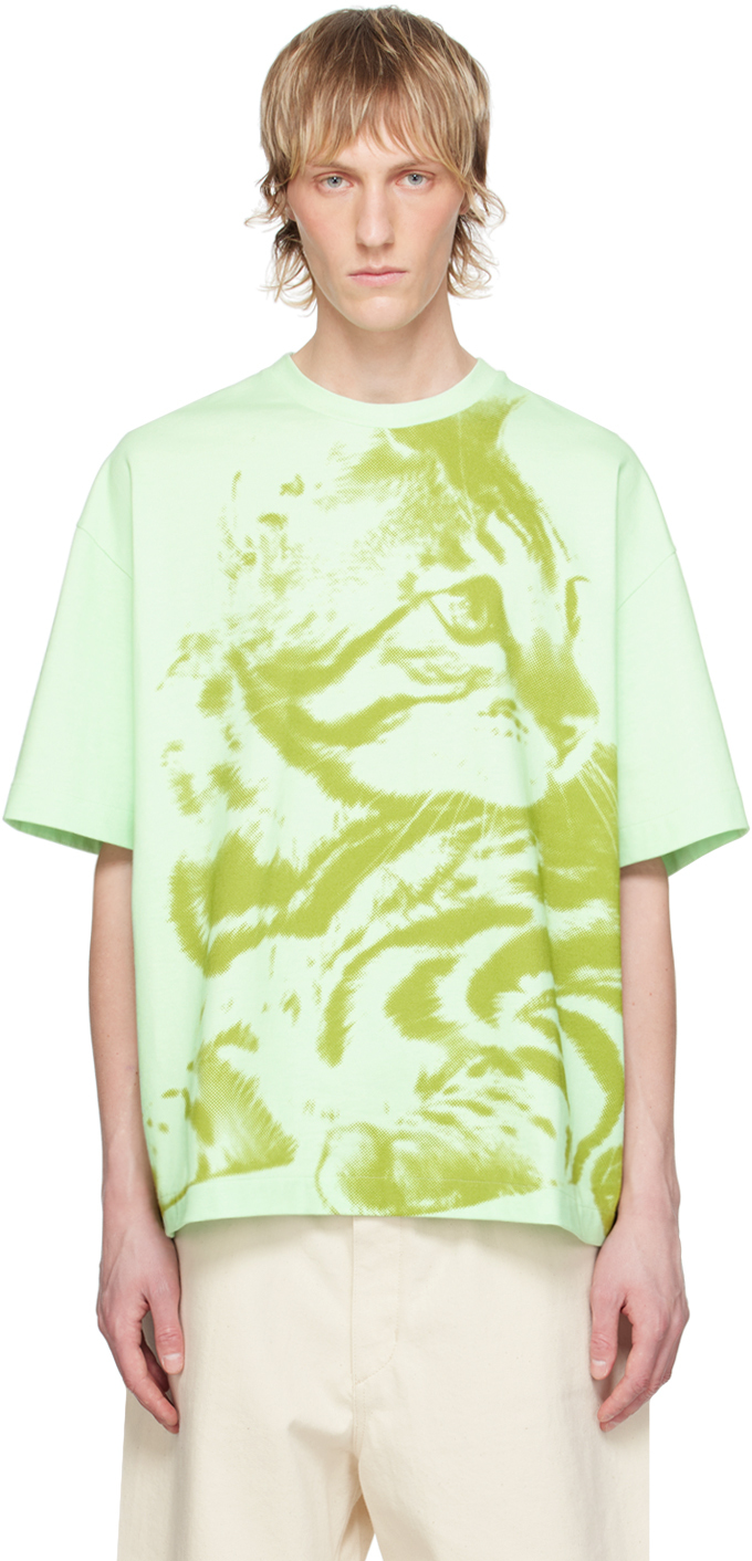 Shop Jil Sander Green Printed T-shirt In 393 Hornblend