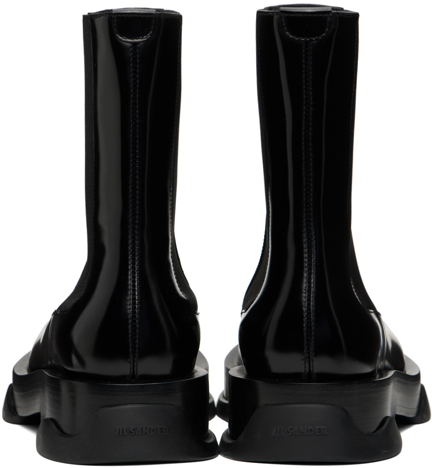 Jil Sander Black Leather Chelsea Boots In 001 Black