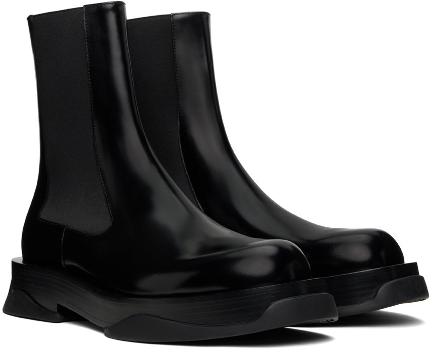 Jil Sander Black Leather Chelsea Boots In 001 Black