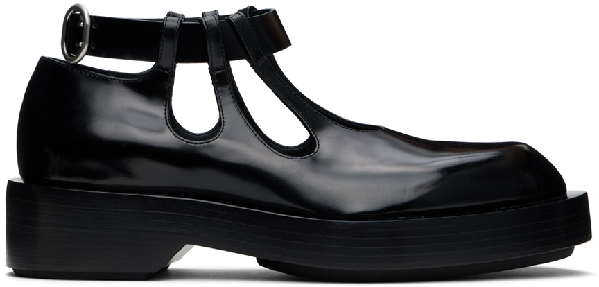 Shop Jil Sander Black Cutout Loafers In 001 Black
