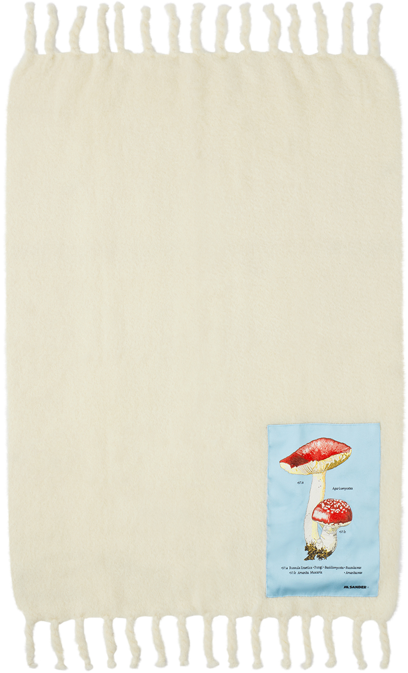 Shop Jil Sander Off-white Mushroom Mohair Blanket In 100 White