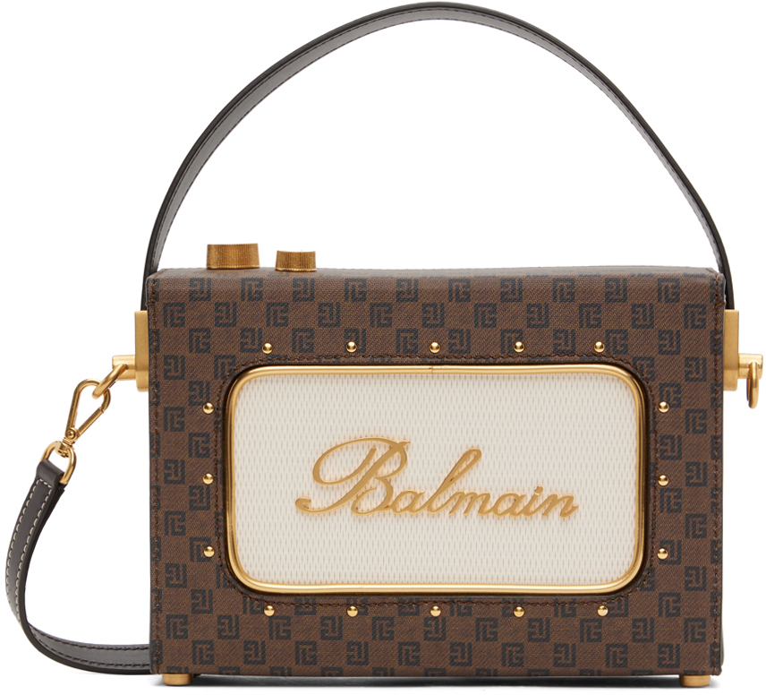 Balmain Brown Radio Monogram Signature Bag