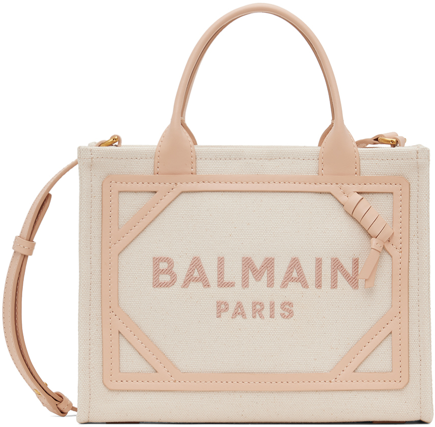 Shop Balmain Beige B-army Bag In Gru Creme/nude Rosé