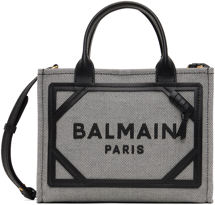 Balmain Black & White B-army Bag In Eab Noir/blanc