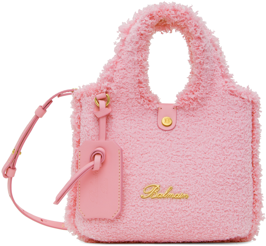 Shop Balmain Pink Mini B-army Grocery Bag In 4cu Rose