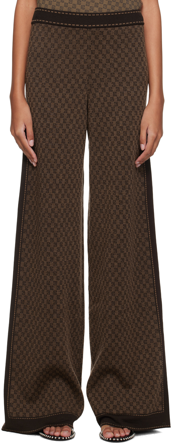 Balmain Brown Mini Monogram Lounge Pants In Wfp Marron/marron