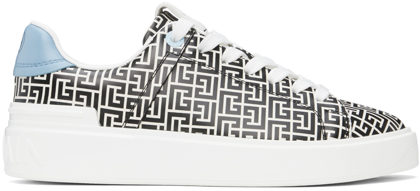 Black & White B-Court Calfskin Sneakers By Balmain On Sale