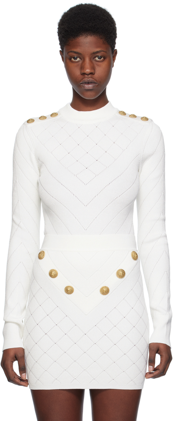 Balmain White Cutout Bodysuit In 0fa Blanc