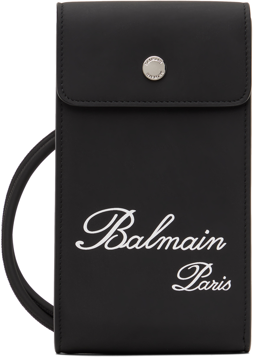 Balmain Black Faux-leather Pouch In 0pa Noir