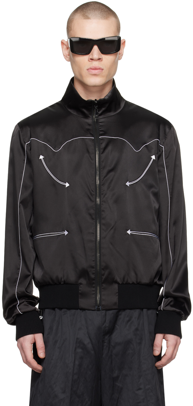 Shop Balmain Black Stars Reversible Bomber Jacket In Edk Noir/ivoire
