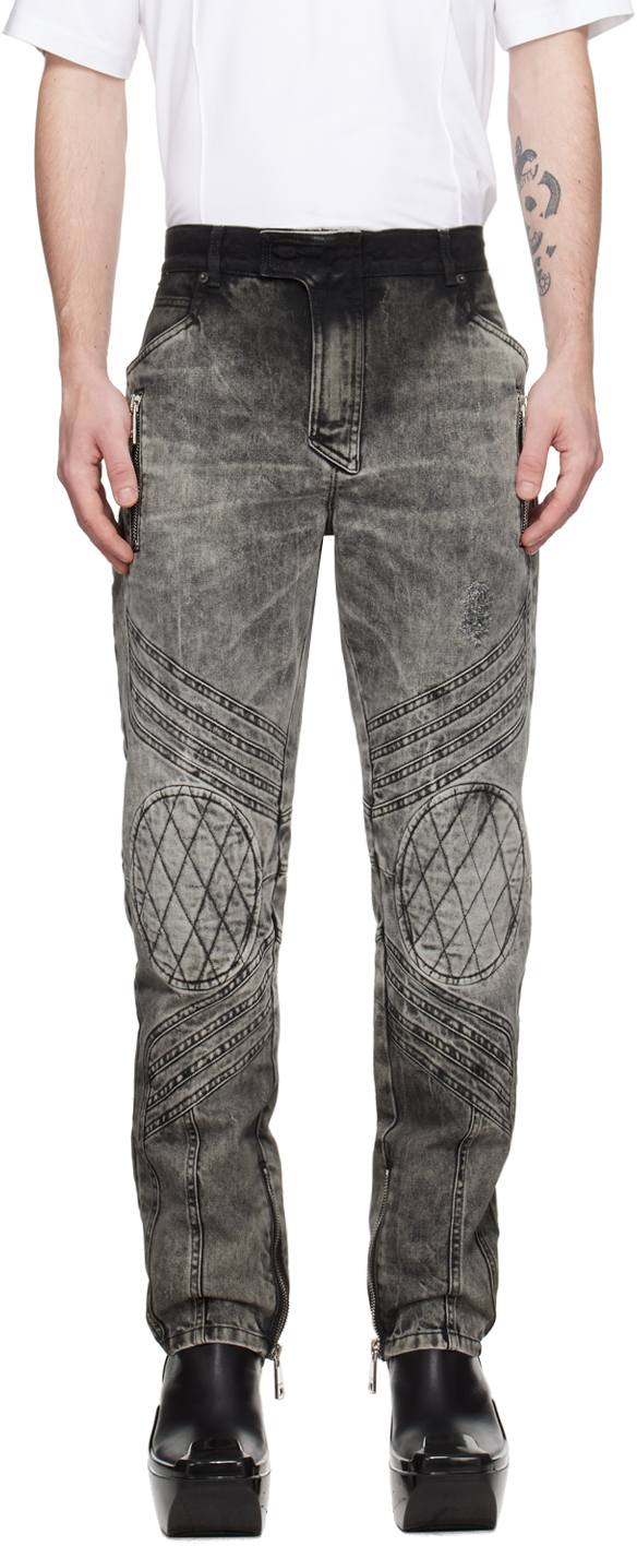 Balmain Grey Bleached Jeans In 9fk Gris Clair