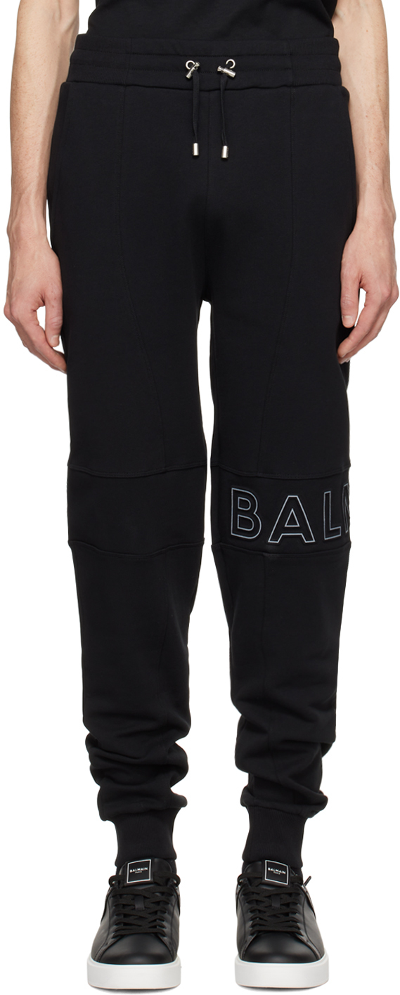 Balmain Black Embossed Sweatpants In Ebp Noir/gris