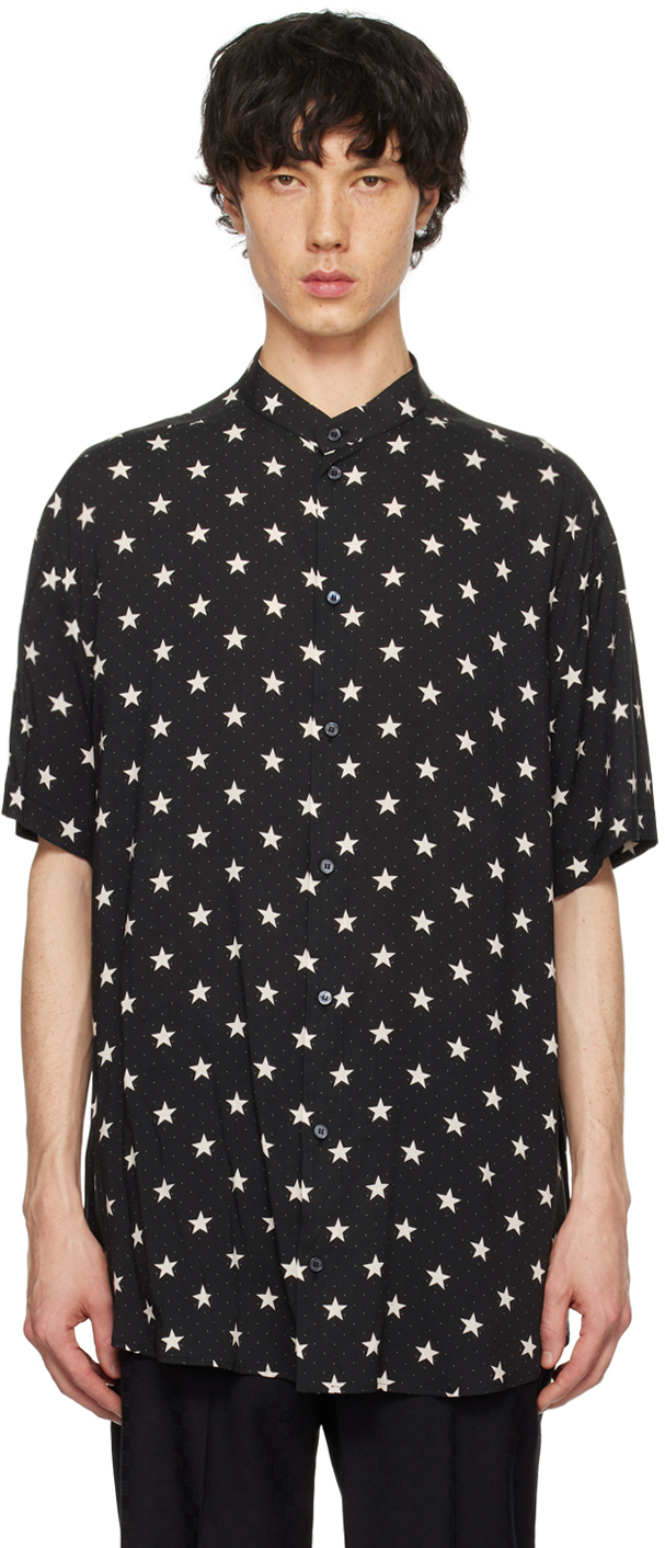 Shop Balmain Black Stars Shirt In Edk Noir/ivoire