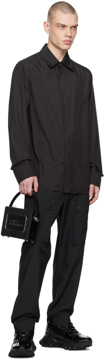 Balmain Men's Main Lab Logo Button-up Shirt In 0pa Noir