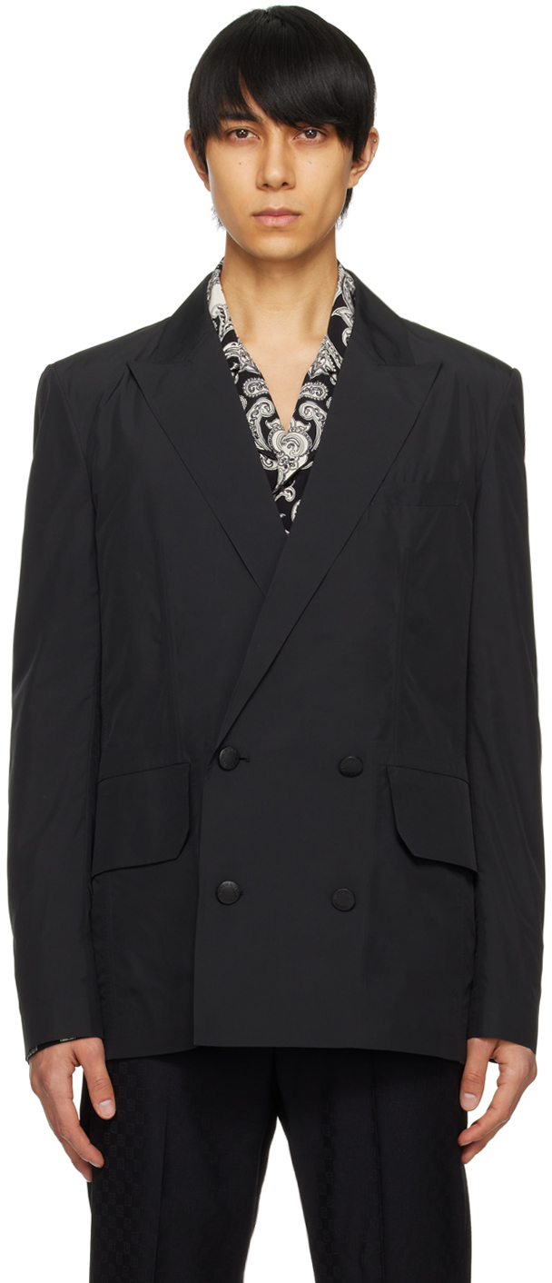 BALMAIN テーラードジャケット 青 Denim jacket with pearl trim blue blue - Women | BALMAIN