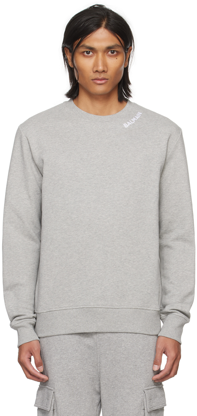 Balmain Grey Embroidered Sweatshirt In Ydu Gris Chinã‰