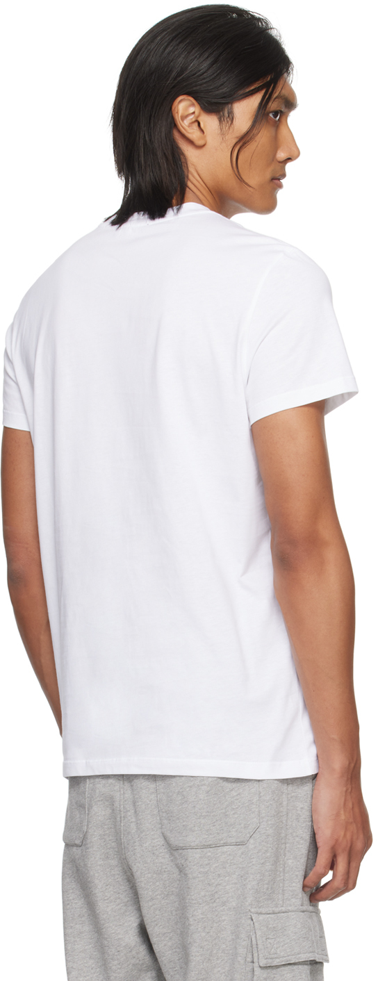 Balmain White Crewneck T-shirt With Logo Lettering Embroidery In Gab Blanc/noir