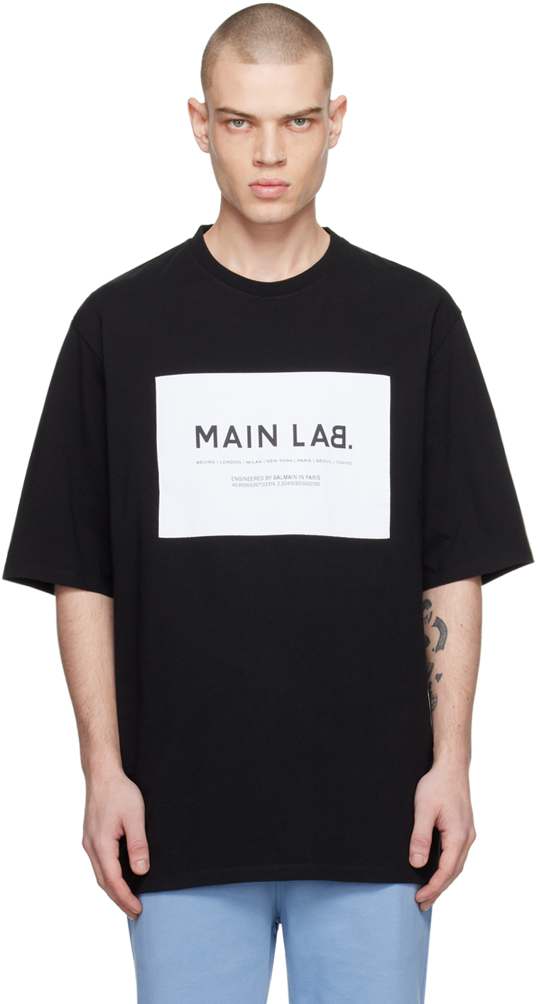 Shop Balmain Black Label T-shirt In Eab Noir/blanc