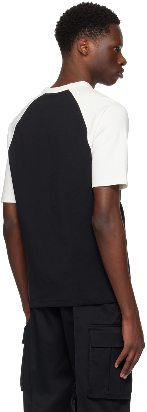 BALMAIN BLACK & OFF-WHITE EMBROIDERED T-SHIRT 