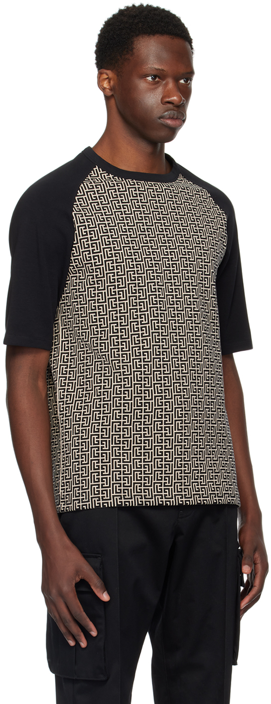 BALMAIN BLACK MONOGRAM T-SHIRT