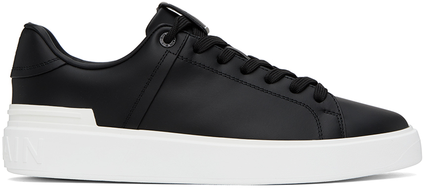 Shop Balmain Black B-court Sneakers In Eab Noir/blanc