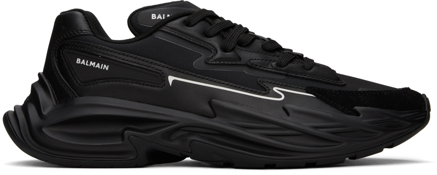 Shop Balmain Black Run-row Sneakers In 0pa Noir