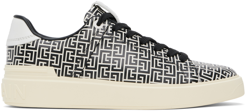 Balmain: ベージュ＆ブラック B-Court Flip スニーカー | SSENSE