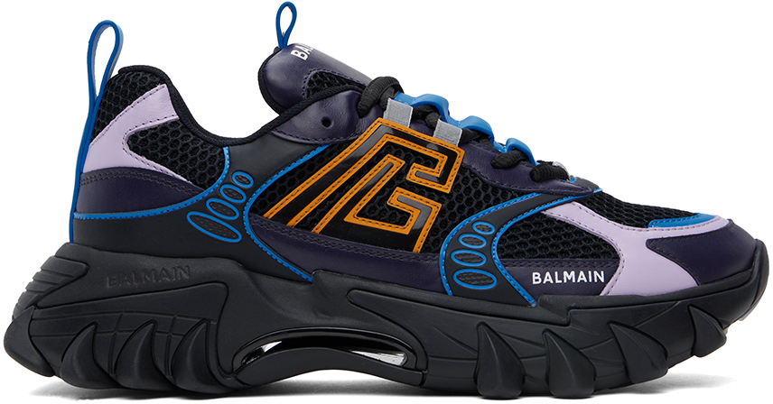 Shop Balmain Black & Blue B-east Pb Sneakers In Eha Noir/bleu