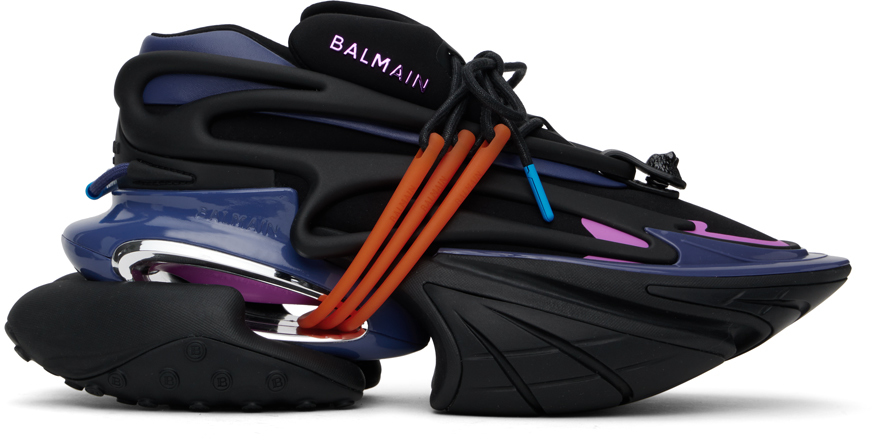 Shop Balmain Multicolor Unicorn Low-top Sneakers In 6bk Noir/bleu