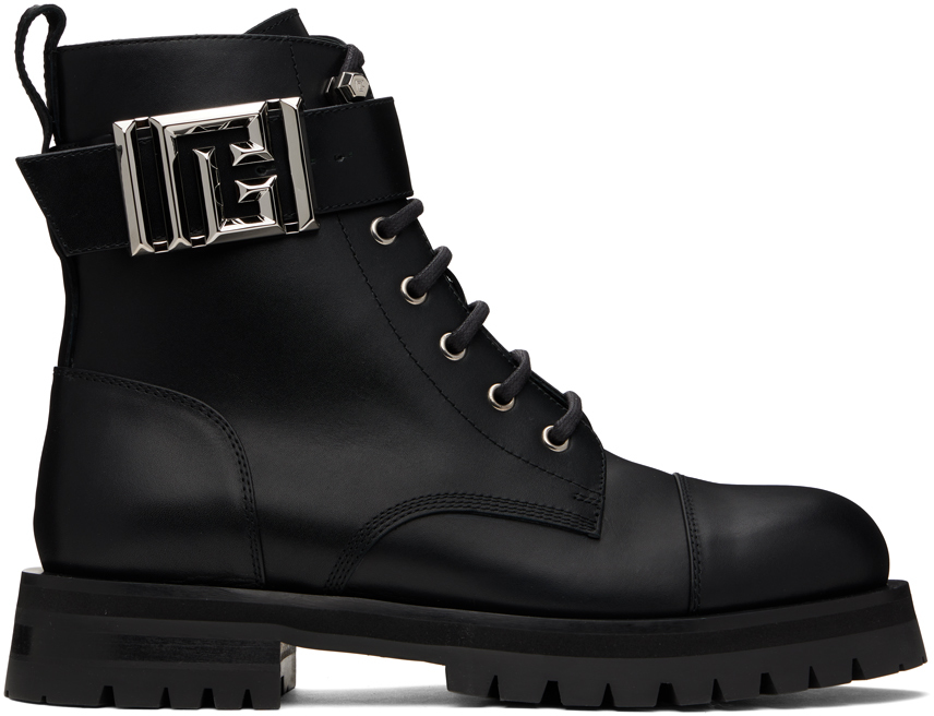 Shop Balmain Black Charlie Leather Ranger Boots In 0pa Noir
