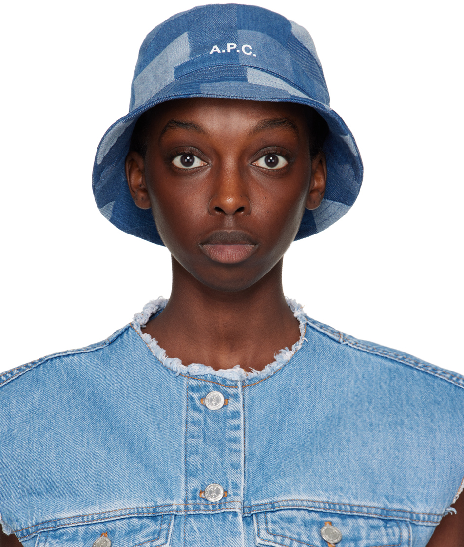 Shop Apc Blue Mark Bucket Hat In Ial Washed Indigo