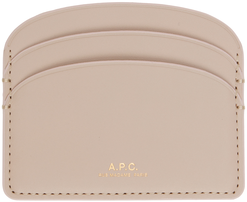 A.p.c. Half-moon Leather Card Holder In Moon_grey