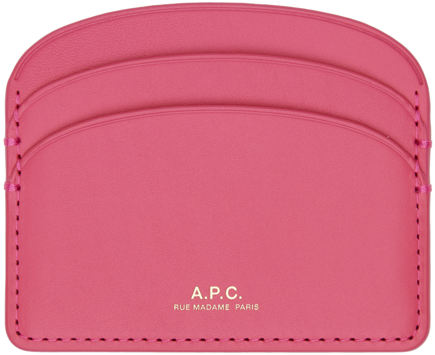 Apc Pink Demi-lune Card Holder In Fah Fuschia