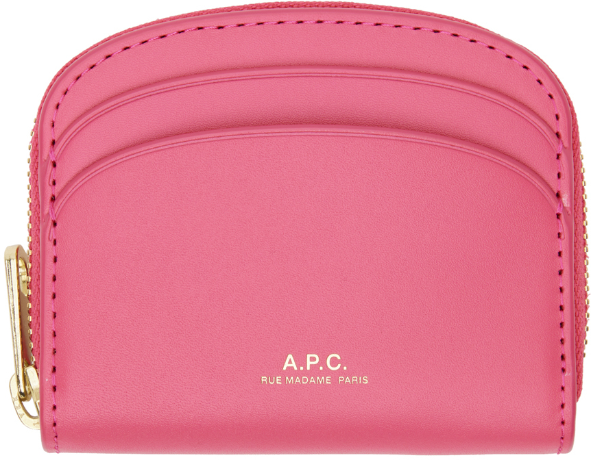 A.p.c. Pink Demi-lune Mini Compact Wallet In Fah Fuschia