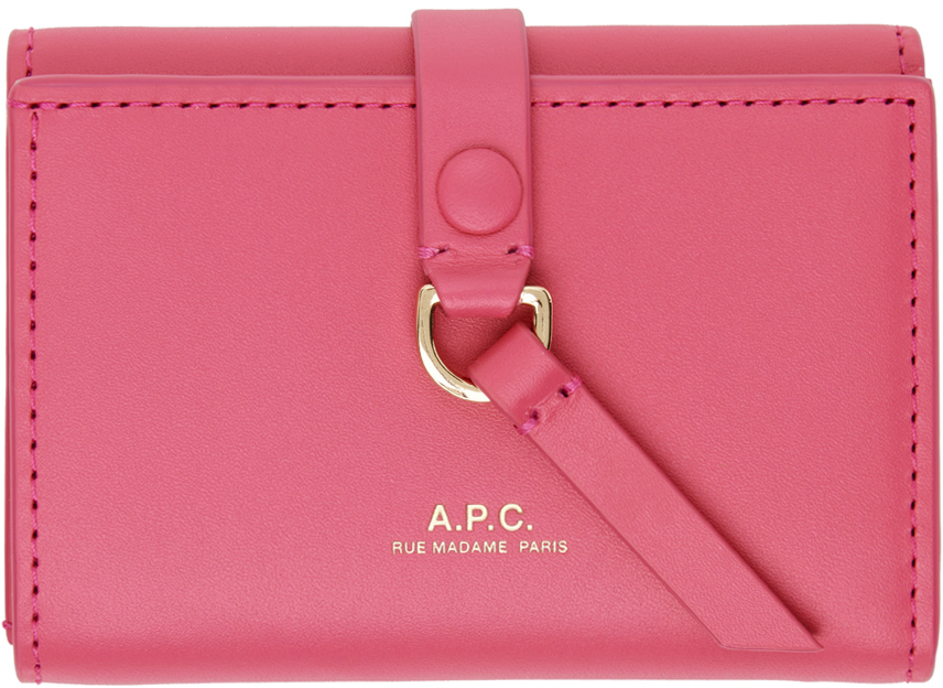 Apc Pink Noa Trifold Simple Wallet In Fah Fuschia