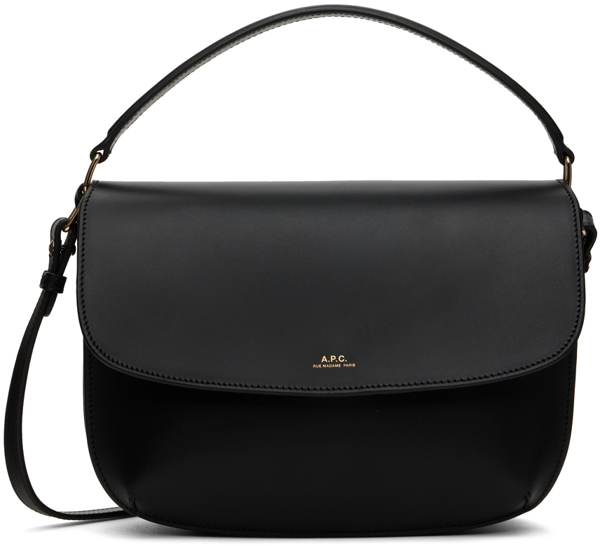 Apc Sarah Leather Shoulder Bag In Lzz Black
