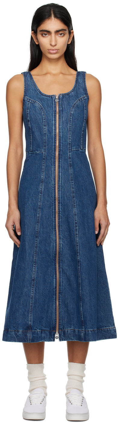 A.P.C.: Indigo Ally Denim Midi Dress | SSENSE Canada