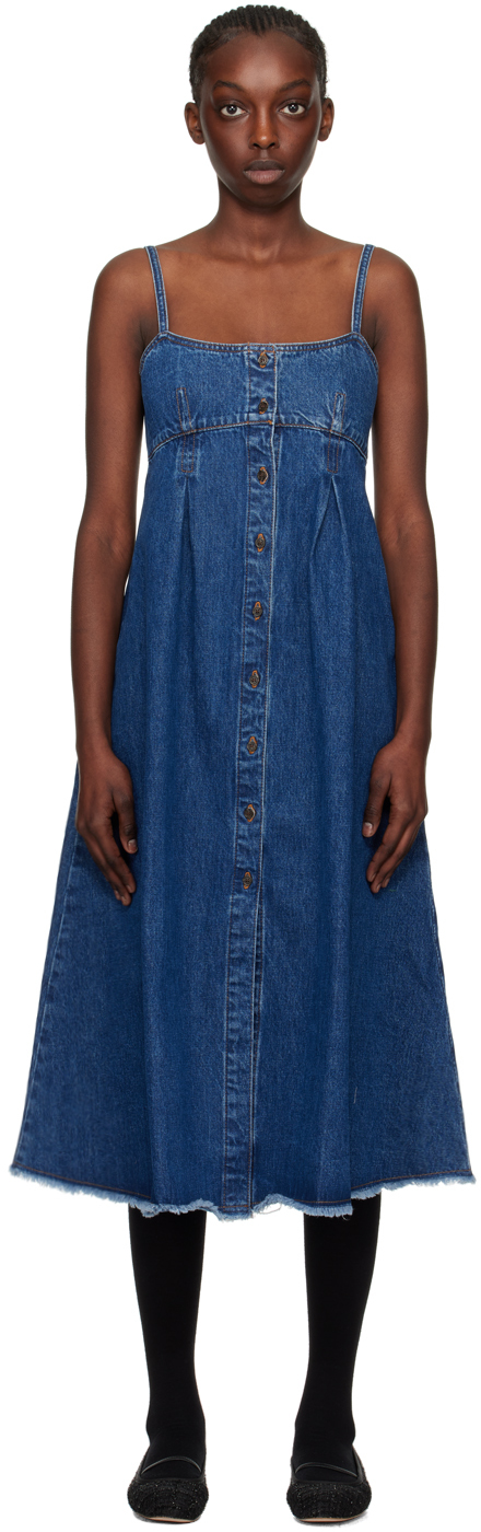 Apc Indigo Malibu Denim Midi Dress In Blue