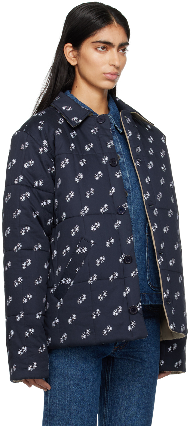 Apc Navy Lenny Reversible Jacket In Iak Dark Navy
