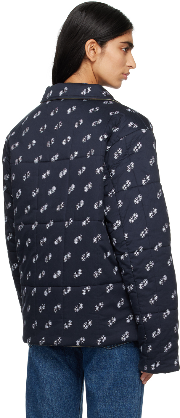 Apc Navy Lenny Reversible Jacket In Iak Dark Navy