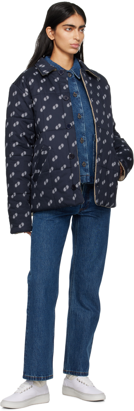 Apc Navy Lenny Reversible Jacket In Iak Dark Navy