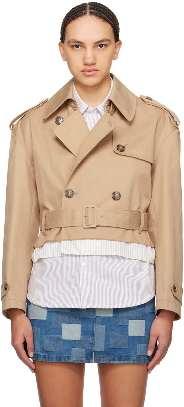 Apc Layered Trench Coat In Neutrals