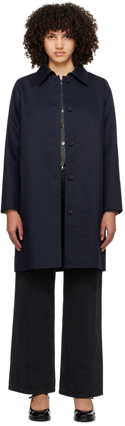 Navy Button Trench Coat