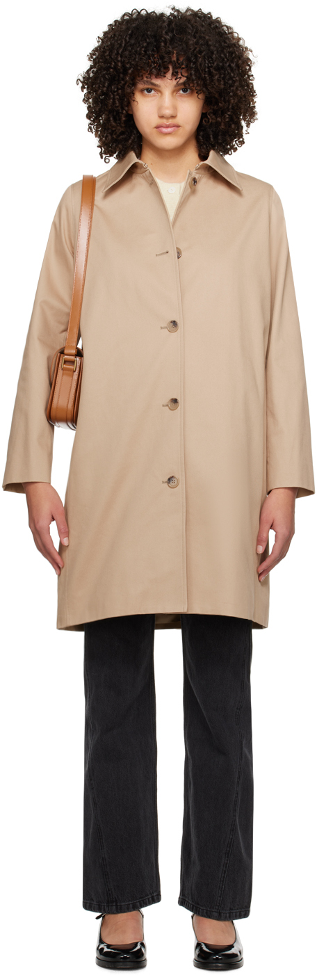 Beige Button Trench Coat