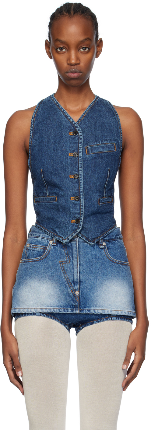 Indigo Halter Neck Denim Vest